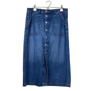 Denim button front maxiskirt, 12
